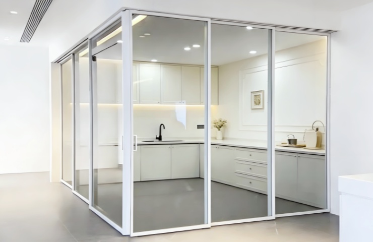 厨房对开磁悬浮自动门，智能家居核心便利配置